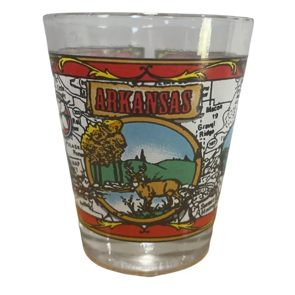 Shot Glass Arkansas Map Capitol Souvenir Tourist